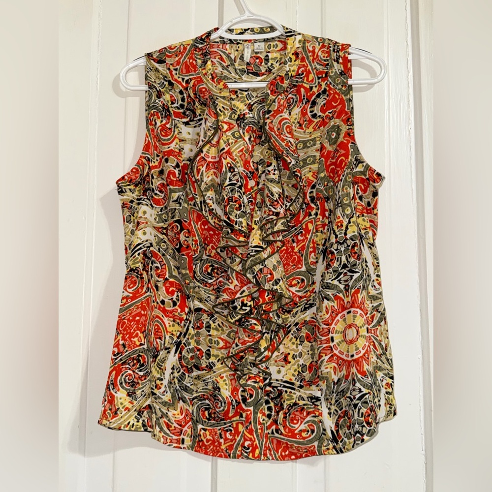 Cato size medium celestial Paisley Blouse ruffle‎ tank top shirt blouse summer